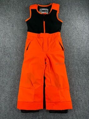 SPYDER Insulated Kids Ski Snow Bib - Orange and Black - Size 4